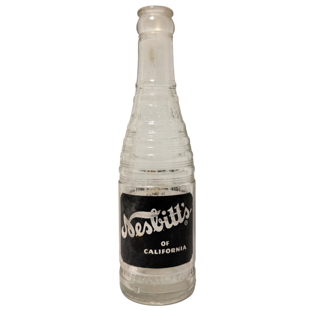 Vintage Nesbitts of California Soda Bottle 7oz Duraglas Ribbed *EMPTY* ACL Glass